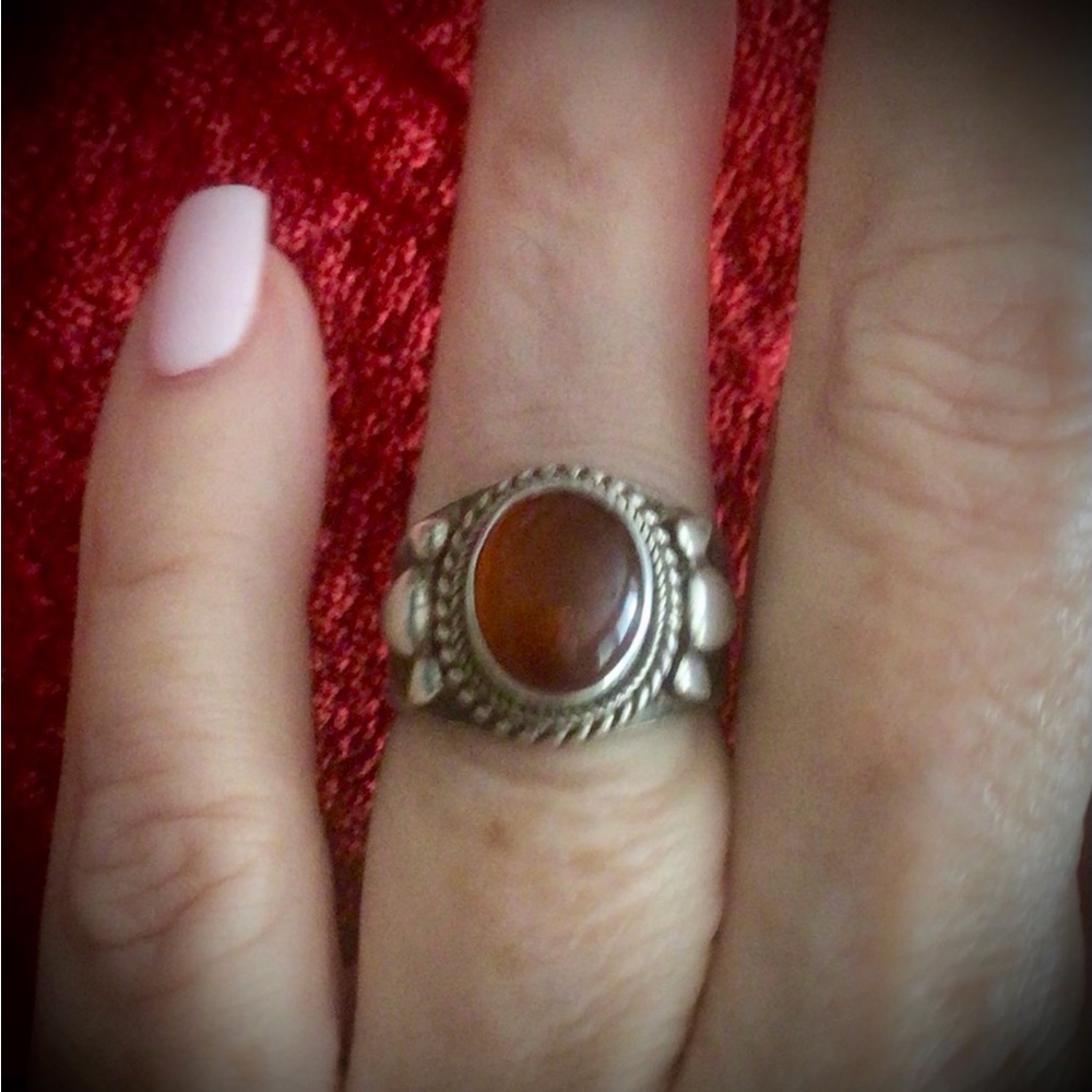 Vintage Sterling Silver Baltic Amber Ring!